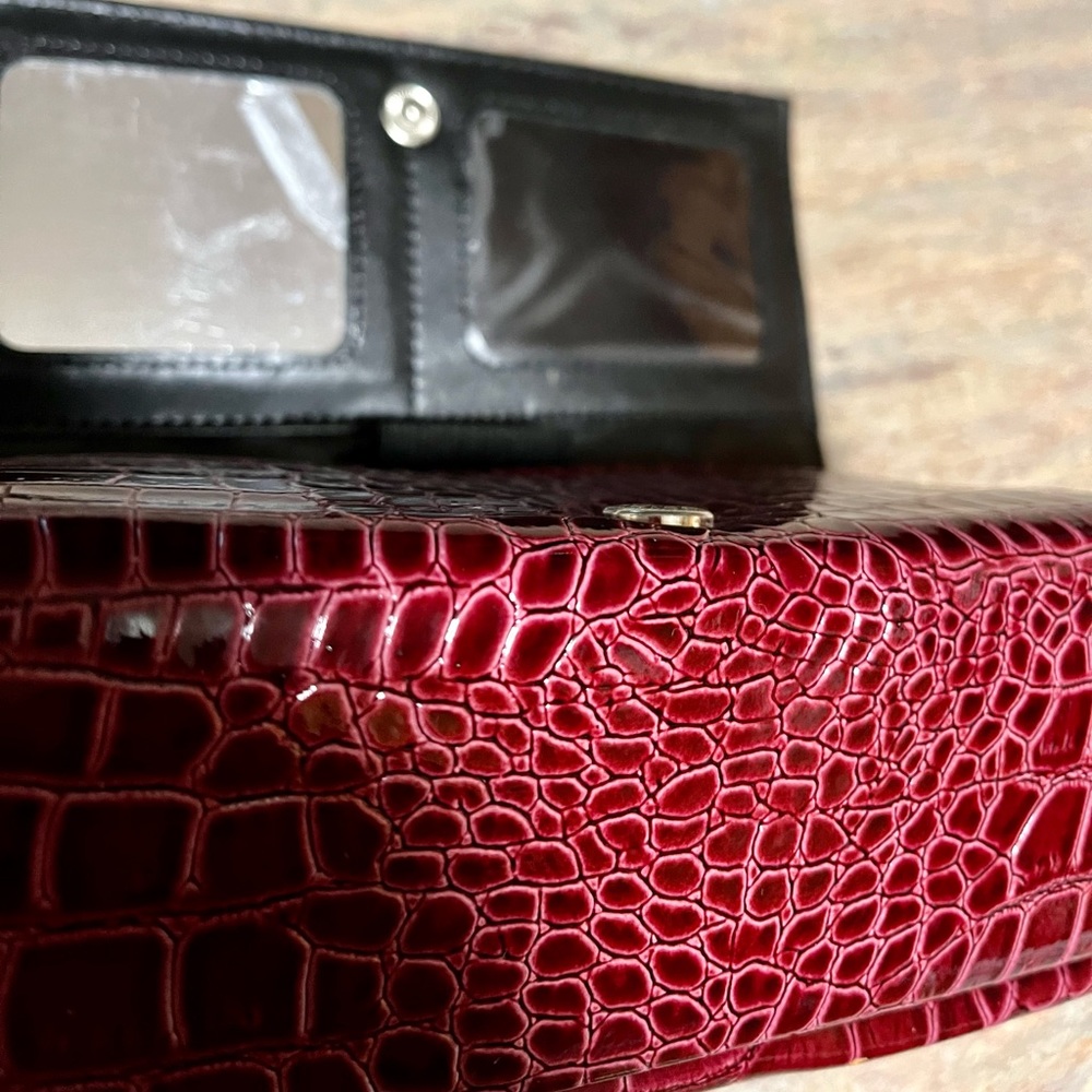NWOT Just Solutions Eye Pockit burgundy Croco convertible clutch bag - Picture 14 of 15